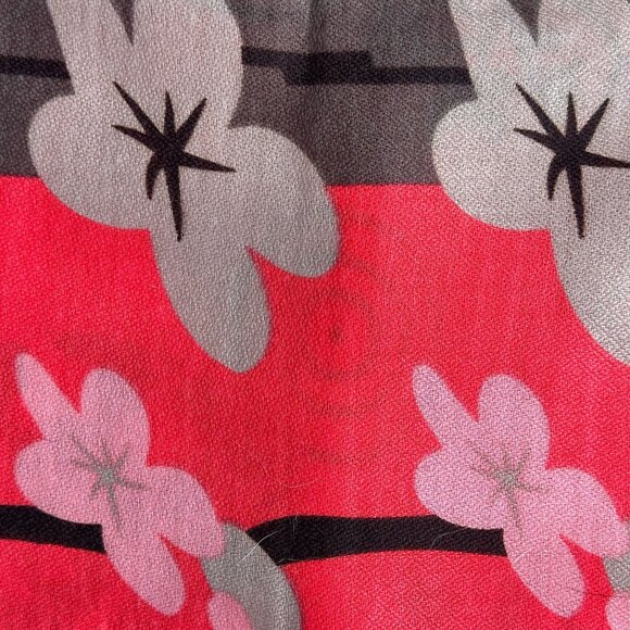 Floral Geometric Infinity Scarf: Red, Brown & Pink Abstract Circle Scarf - Picture 8 of 11